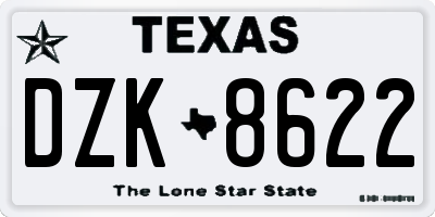 TX license plate DZK8622