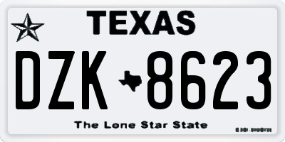 TX license plate DZK8623