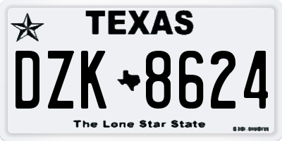 TX license plate DZK8624
