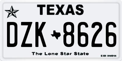 TX license plate DZK8626