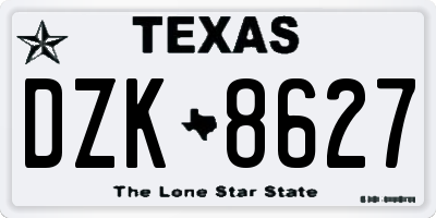 TX license plate DZK8627