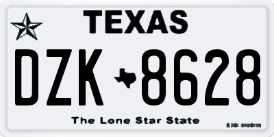 TX license plate DZK8628