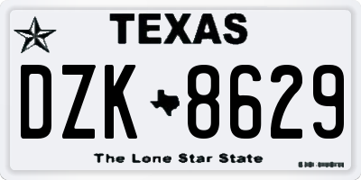 TX license plate DZK8629
