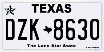 TX license plate DZK8630