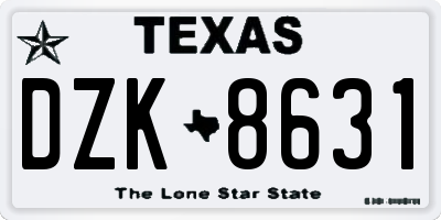 TX license plate DZK8631