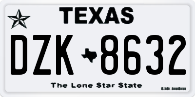 TX license plate DZK8632