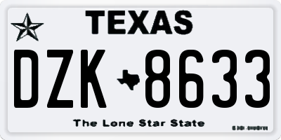 TX license plate DZK8633