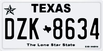 TX license plate DZK8634