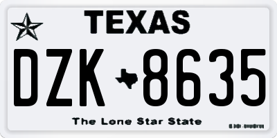 TX license plate DZK8635