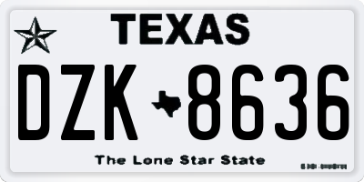 TX license plate DZK8636