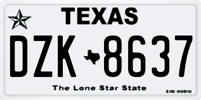 TX license plate DZK8637