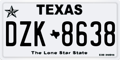 TX license plate DZK8638
