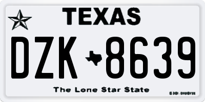 TX license plate DZK8639