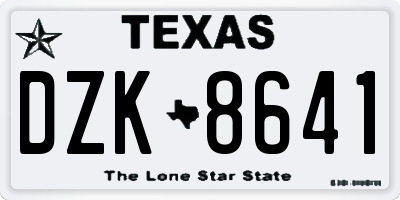 TX license plate DZK8641