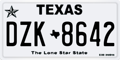 TX license plate DZK8642