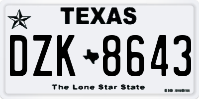 TX license plate DZK8643