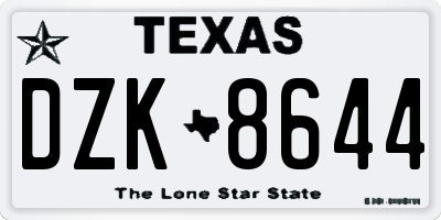 TX license plate DZK8644