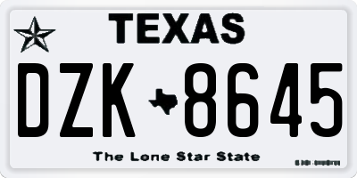 TX license plate DZK8645