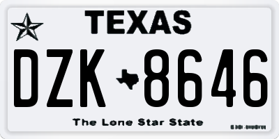 TX license plate DZK8646