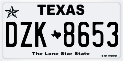 TX license plate DZK8653