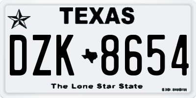 TX license plate DZK8654