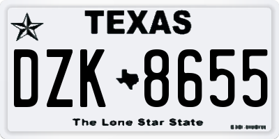 TX license plate DZK8655