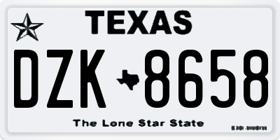 TX license plate DZK8658