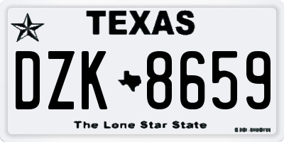 TX license plate DZK8659