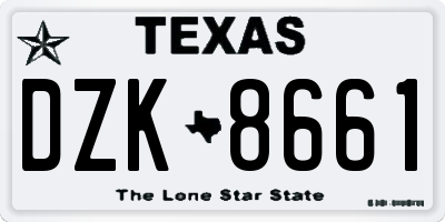 TX license plate DZK8661