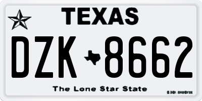 TX license plate DZK8662