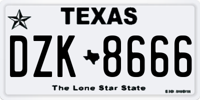 TX license plate DZK8666