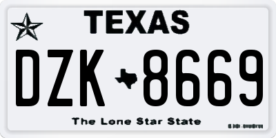 TX license plate DZK8669
