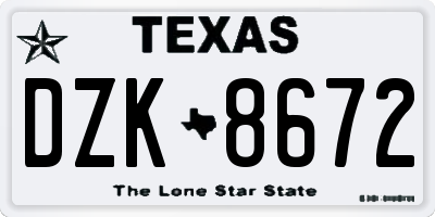 TX license plate DZK8672