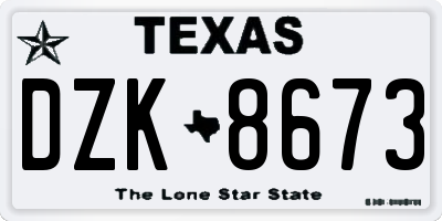 TX license plate DZK8673