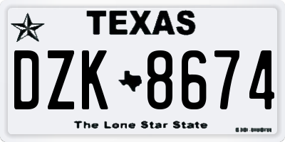 TX license plate DZK8674