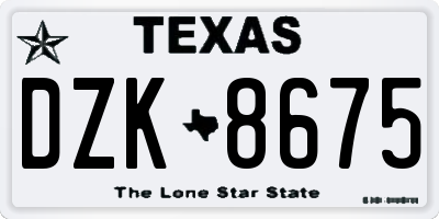 TX license plate DZK8675