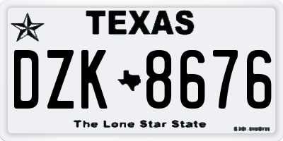 TX license plate DZK8676