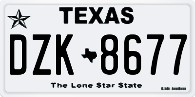 TX license plate DZK8677