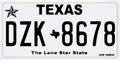 TX license plate DZK8678