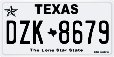 TX license plate DZK8679