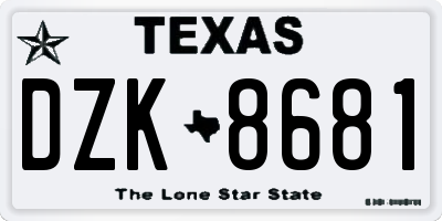 TX license plate DZK8681