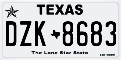 TX license plate DZK8683