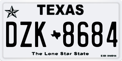 TX license plate DZK8684