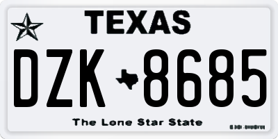 TX license plate DZK8685