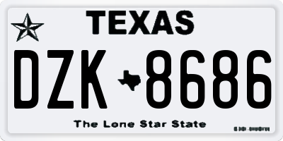 TX license plate DZK8686