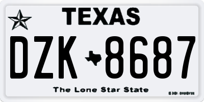 TX license plate DZK8687
