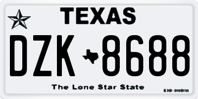 TX license plate DZK8688
