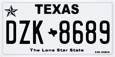 TX license plate DZK8689