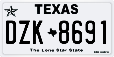 TX license plate DZK8691