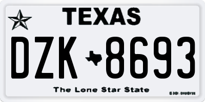 TX license plate DZK8693